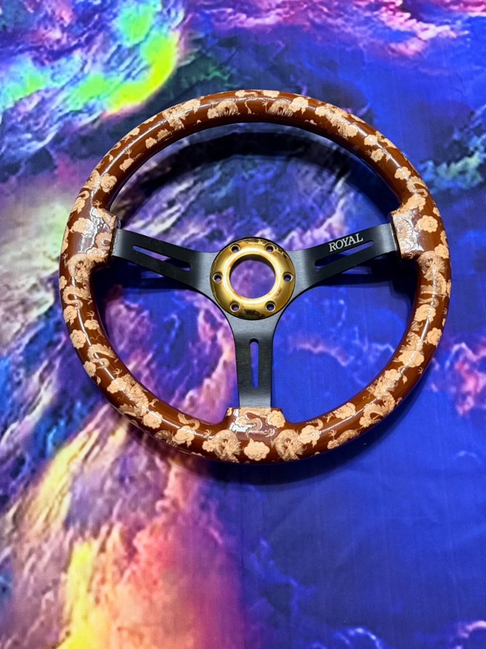 Brown Floral Steering Wheel Cover for oldest rod rides- Mel